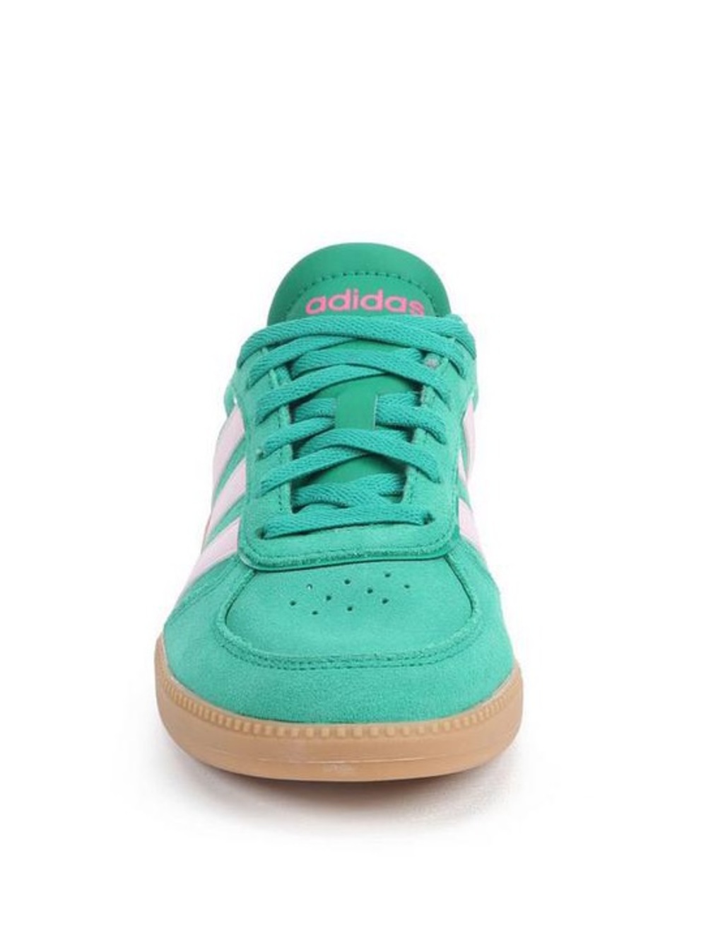 adidas Kids BREAKNET SLEEK J Teal Suede Sneaker with Pink Stripes - Picture 4 of 9